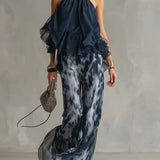 Imani | Chiffon Haltertop a Tlačené Voľné Nohavice Set