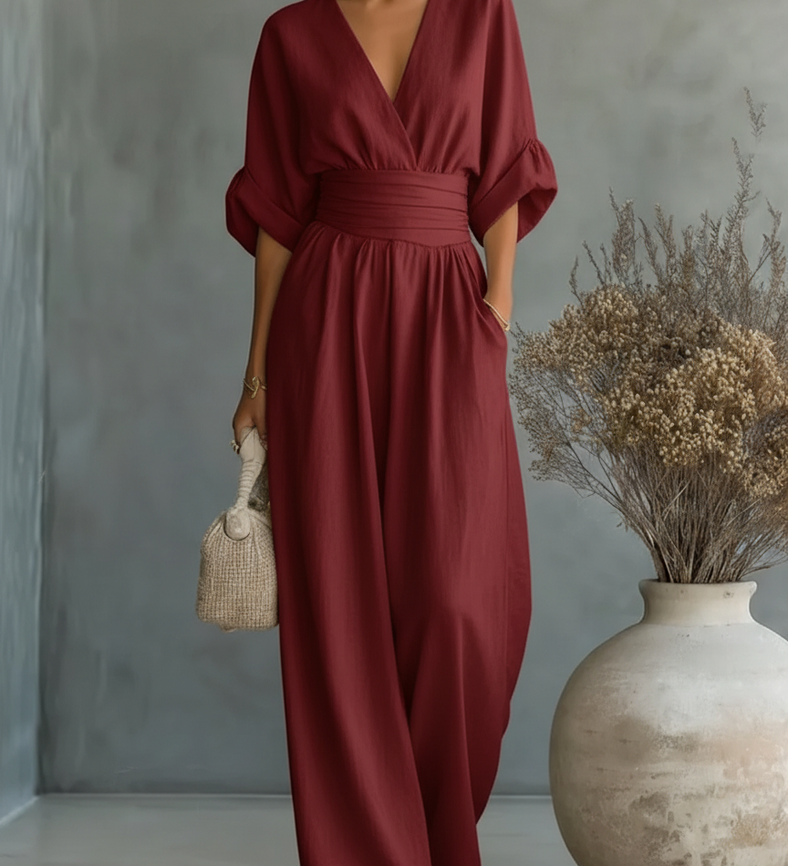 Maja | Elegantný V-výstrih Vysoký Overal