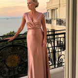Samouse | Maxikleid s prekladaným vrchom a krátkymi rukávmi