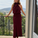Nopal | Bezramenné midi šaty s drapovaným výstrihom