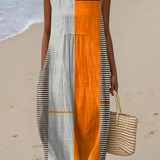 Viera | letné midi šaty colorblock