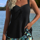 Laluna® | Tankini Prúžkované s Dvojdielnymi Plážovými Plavkami