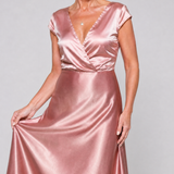 Samouse | Maxikleid s prekladaným vrchom a krátkymi rukávmi