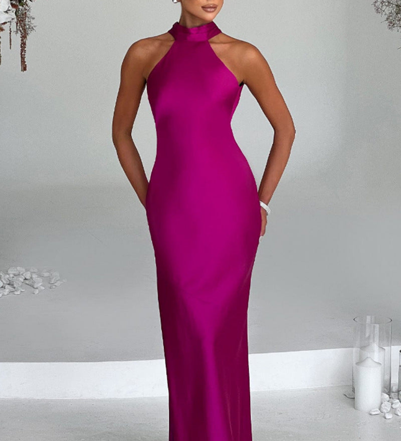ZEYNEP | Elegantné saténové maxišaty s halter výstrihom