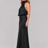 Nopal | Bezramenné midi šaty s drapovaným výstrihom