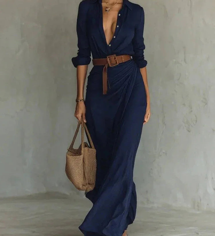 Thames Tailor | Maxi zavinovacie šaty s klopovým výstrihom