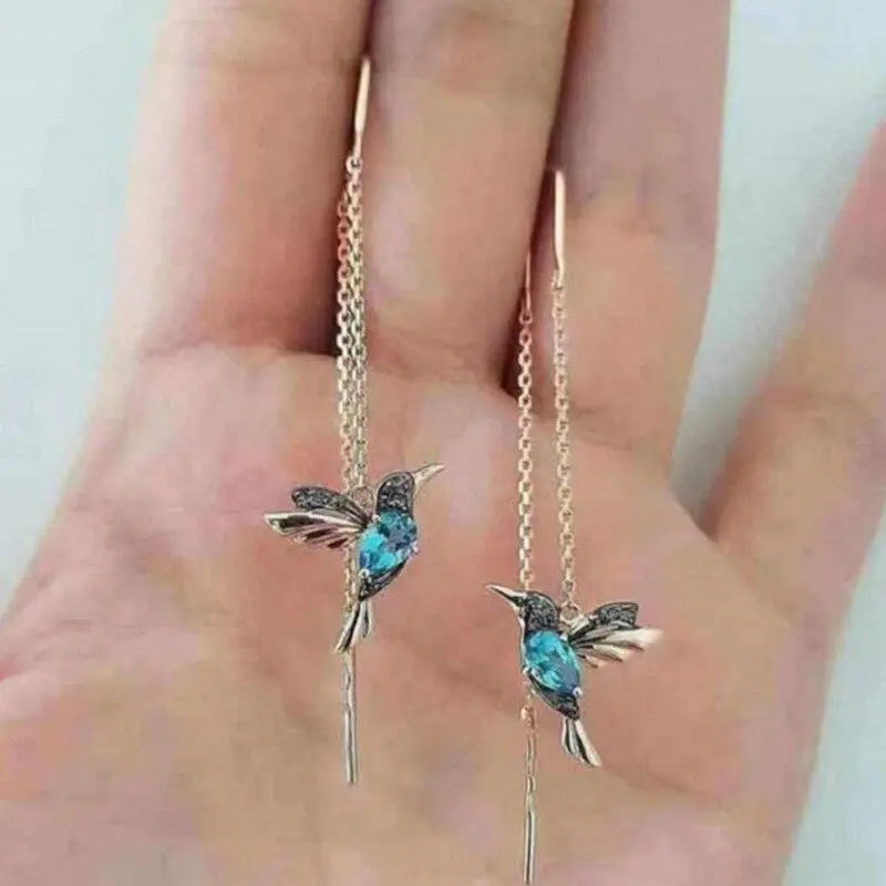 Náušnice s kolibríkom v smalte a zirkónmi