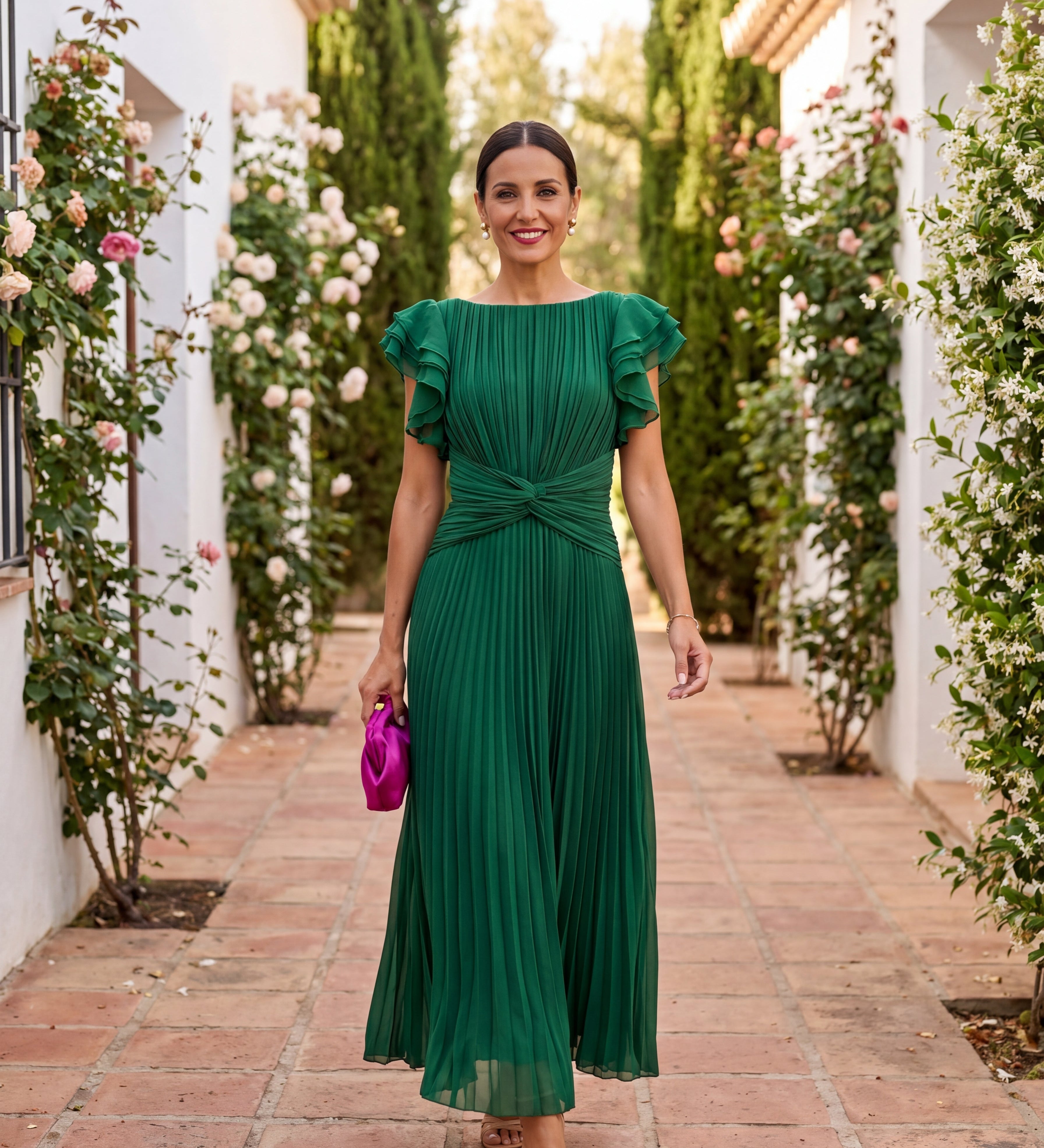 Seraphina | Elegantný maxi šaty s plisovaním a zaväzovaním v páse