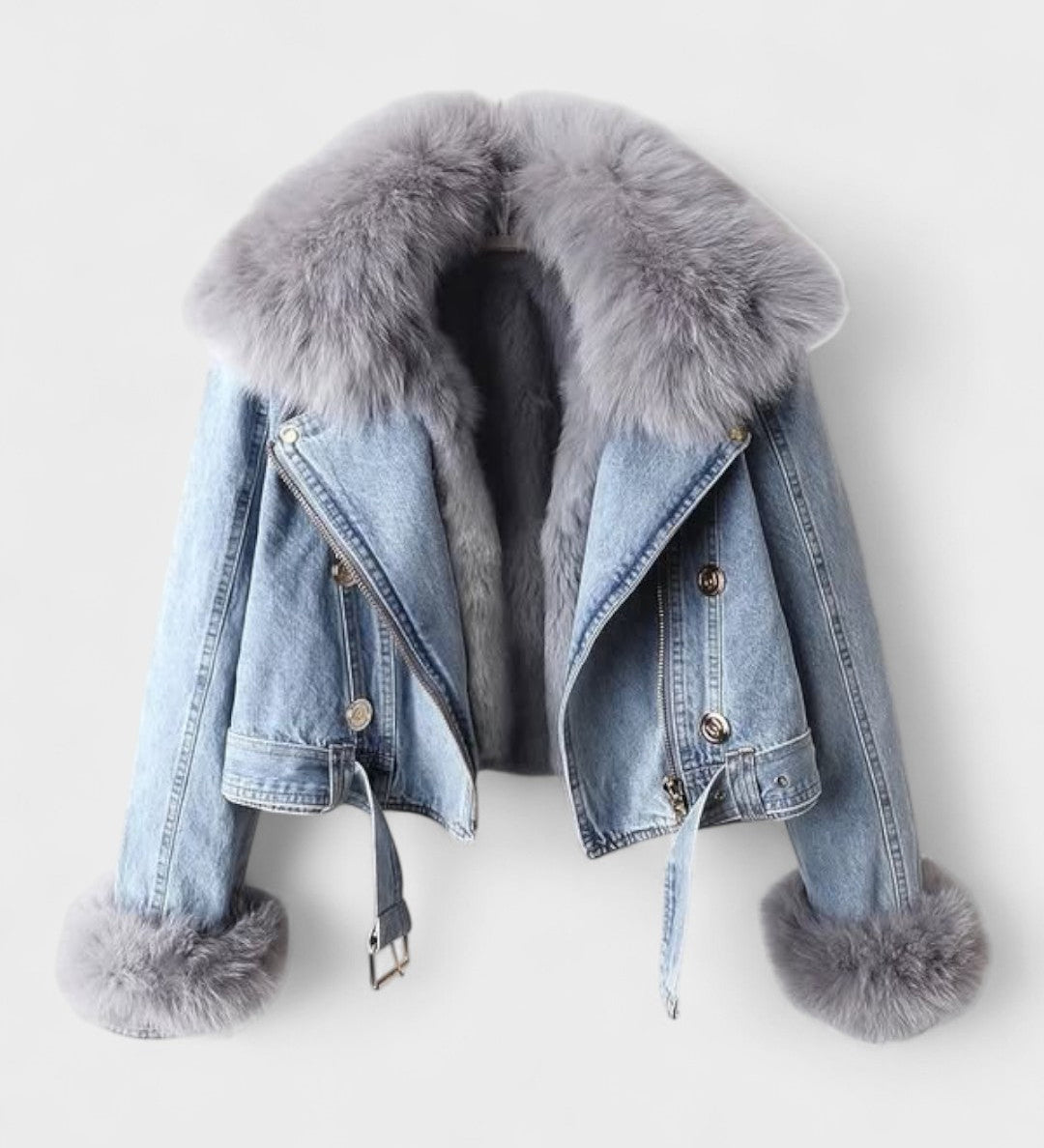 Thyra™ | Casaco de Denim com Forro de Pêlo Sintético