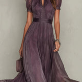 Ashley | Elegante vintage maxi šaty z gázy