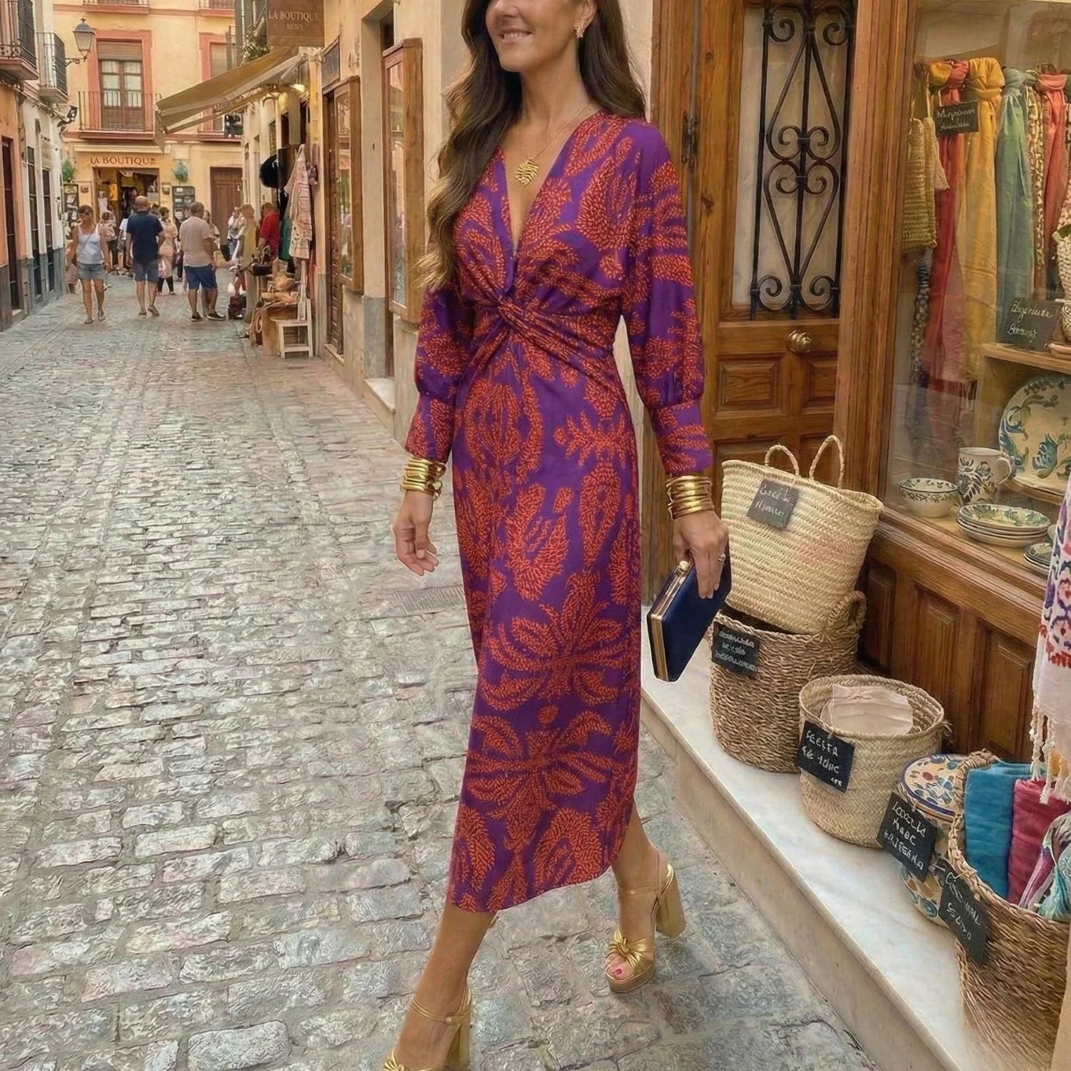 Isadora – Elegantné midi šaty s nadčasovým očarujúcim vzorom