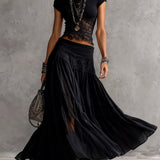 VANESSA | KOMPLET DARK BOHO S KRAŤASOVÝM TOPOM A ČIPKOVOU SUKŇOU