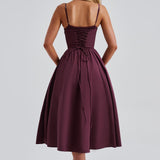 MAILEEN | Elegantné Midi Šaty v Korzetovom Štýle