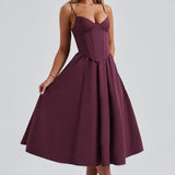 MAILEEN | Elegantné Midi Šaty v Korzetovom Štýle