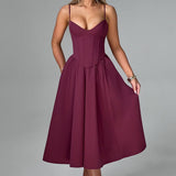 MAILEEN | Elegantné Midi Šaty v Korzetovom Štýle